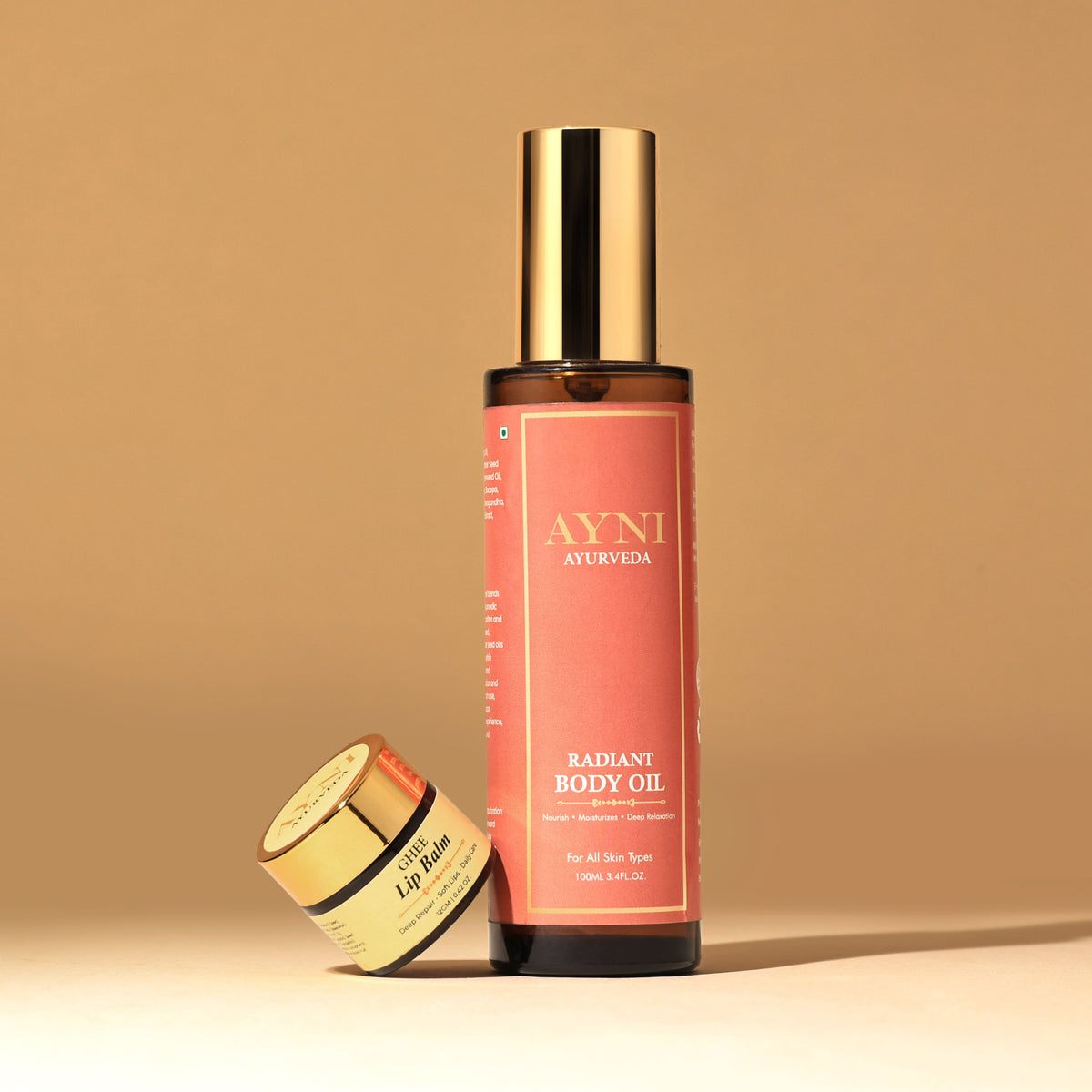 Radiant Body Oil + Pure Ghee Lip Balm The Cozy Season Glow Duo