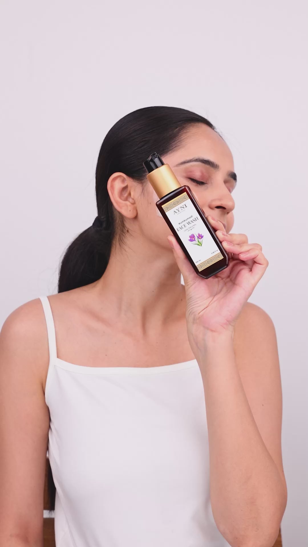A video featuring how to apply Kumkumadi face wash